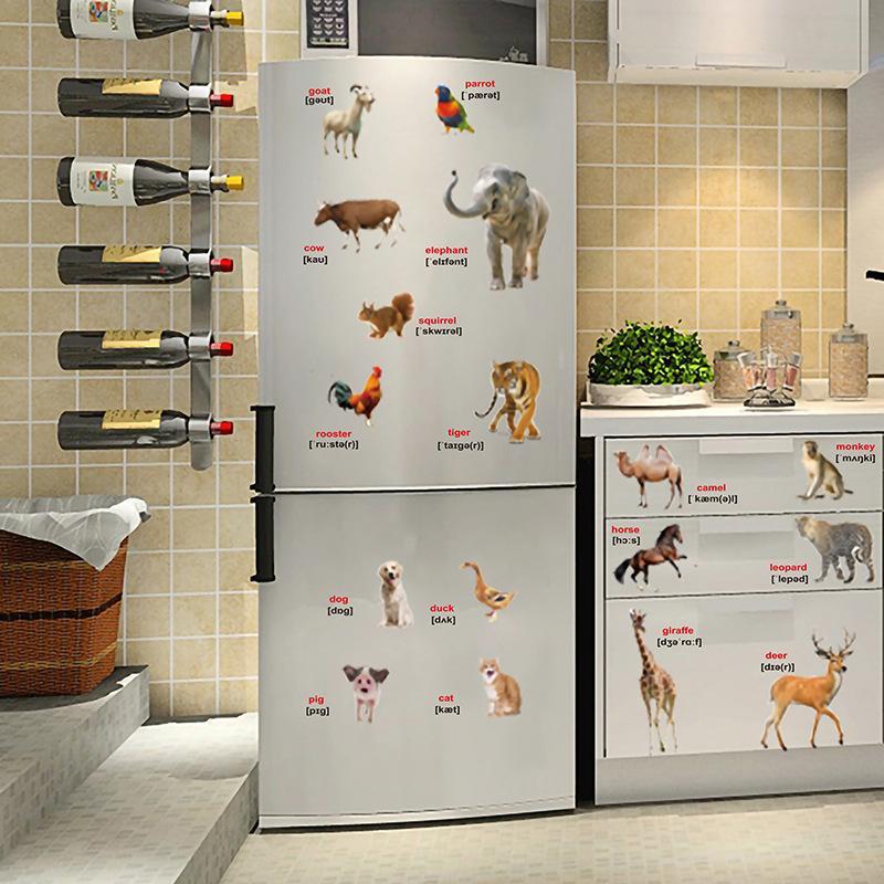 Kids Education Wallpaper - 2 stuks realistische dierenwereld educatieve muurstickers