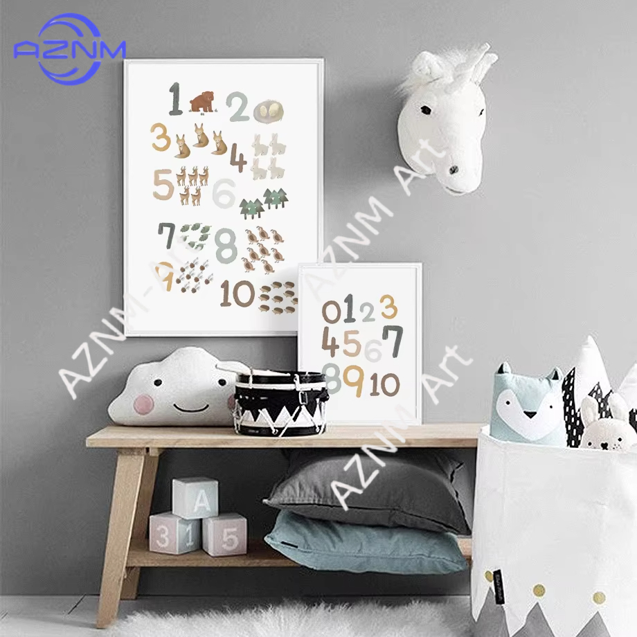 Kids Education Wallpaper - 1/2 stuks Onderwijs Leren Nummer Dieren