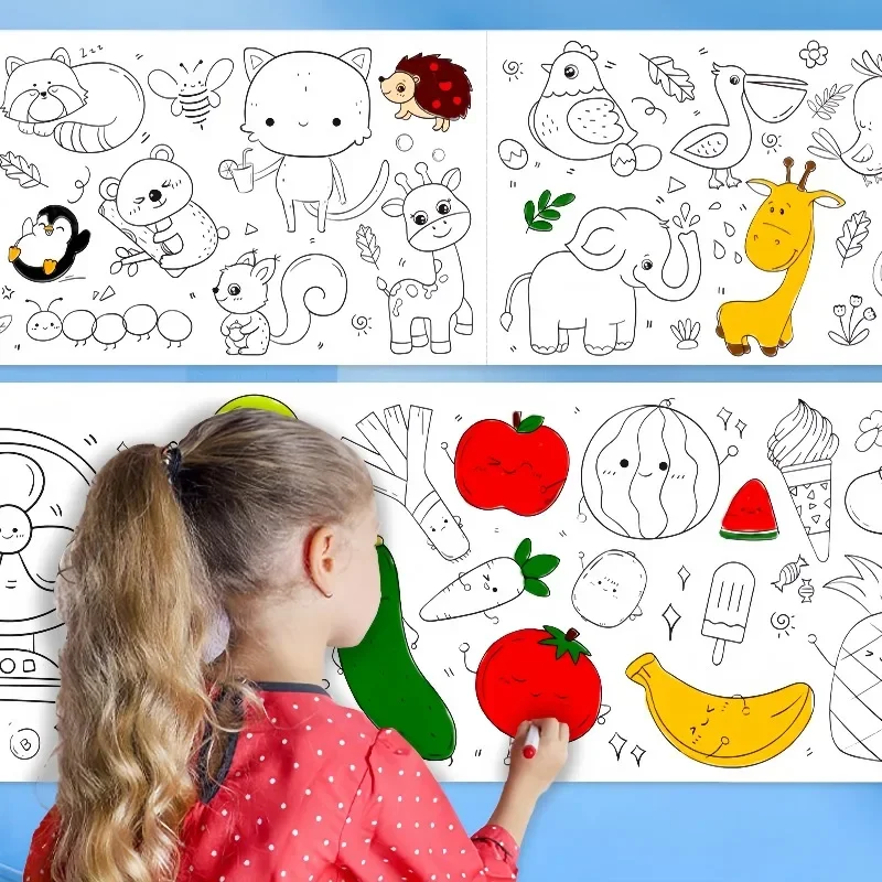Kids Education Wallpaper - Kinderen Kleurpapier Rol Kleverige DIY Muur