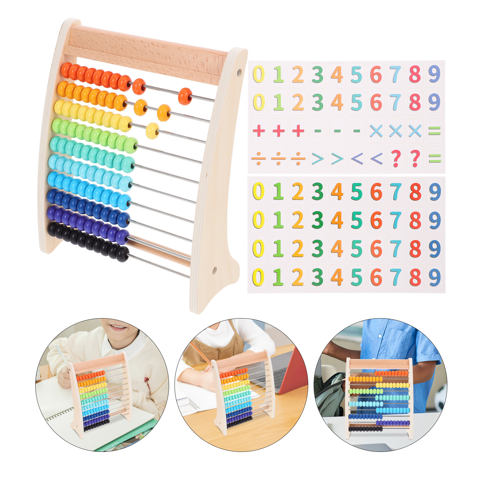 Kids Education Calculator - 1Set Educatief Houten Abacus voor Kinderen,