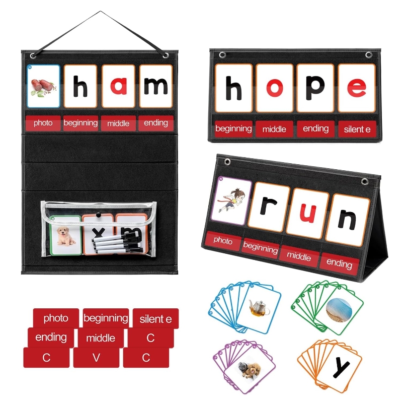 Phonics Card Game - CVC Word Building Pocket Chart met