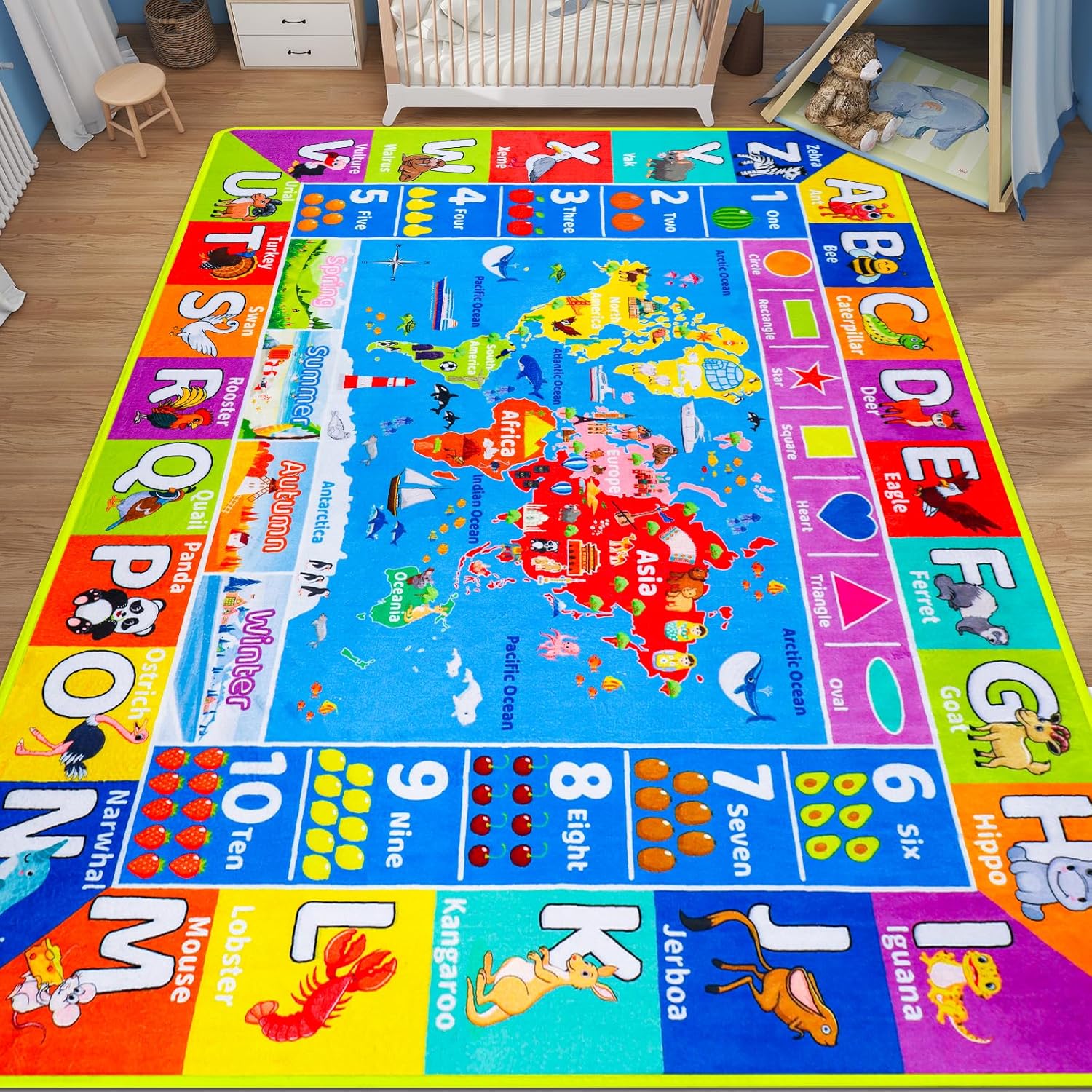 Kids Education World - Leuke cartoon letter speelmat voor kinderen