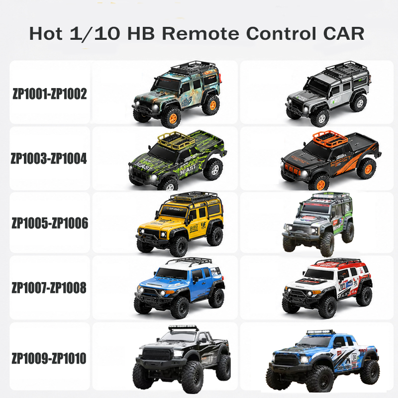 Hot Wheels Car Monster Trucks - Hot 1/10 HB ZP1001-ZP1010 Afstandsbediening Volledige