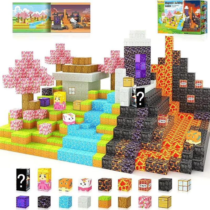 Kids Education World - Magnetische bouwstenen Mijnwereld Magneetblokken voor stapelen