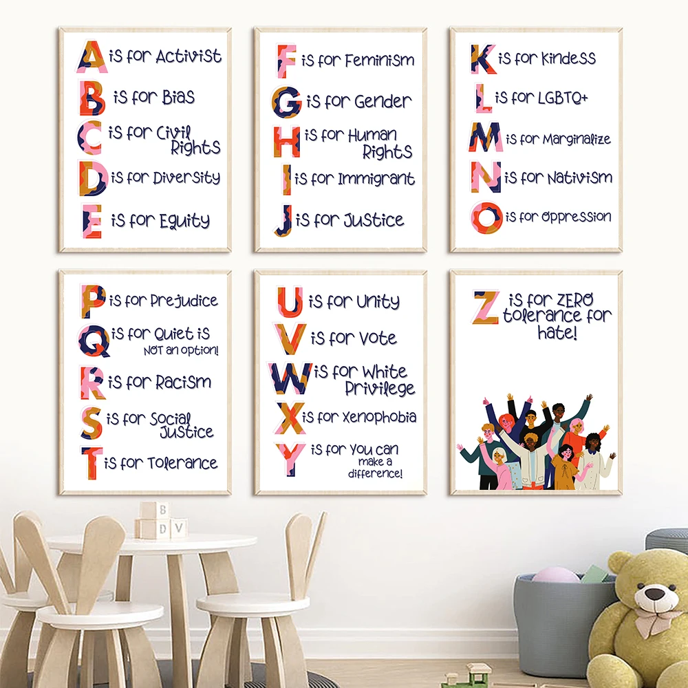 Kids Education Quote - Kwekerij Alfabet Menselijke Rechten Citaat Prints
