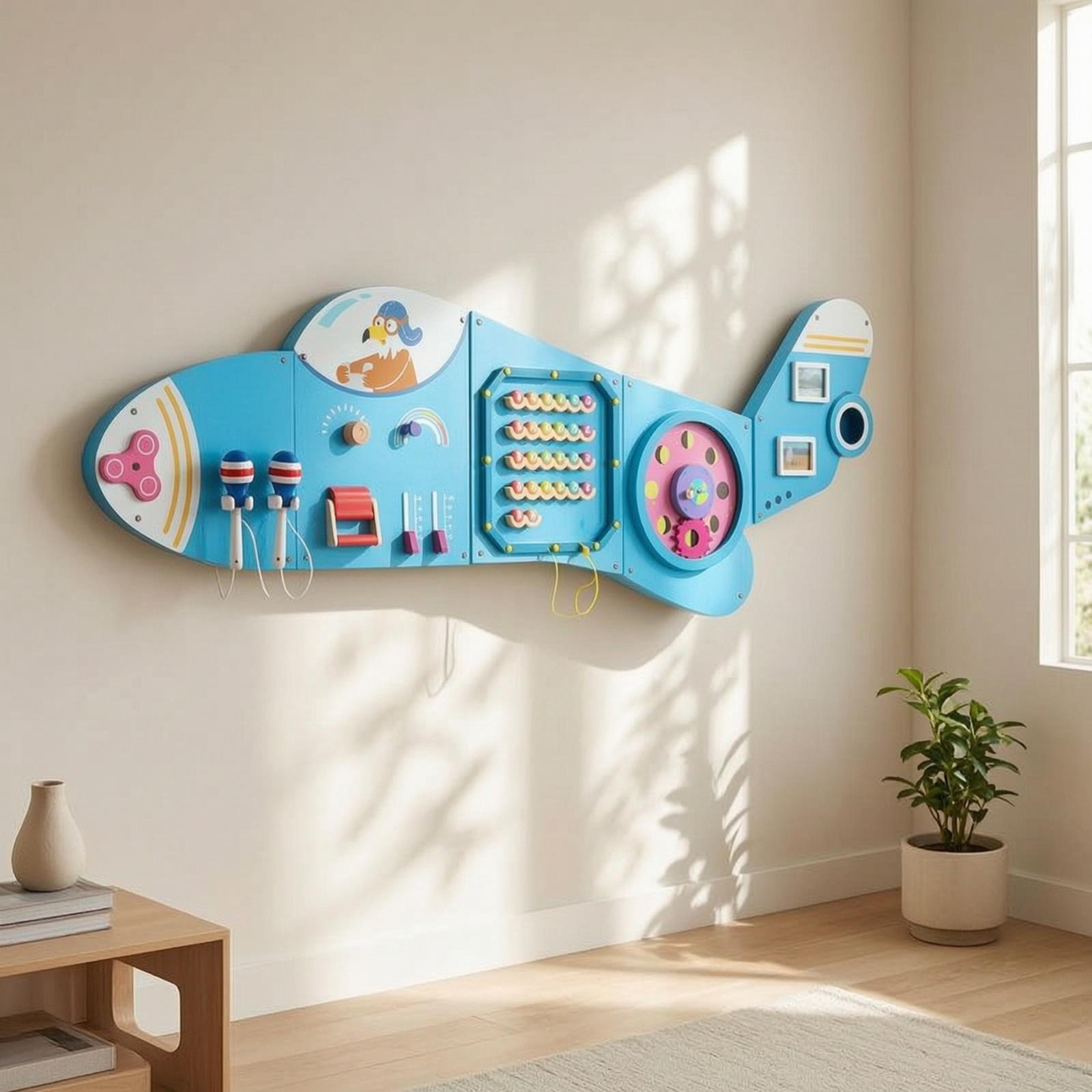 Kids Education Wallpaper - Houten wandbord met activiteiten, educatief houten