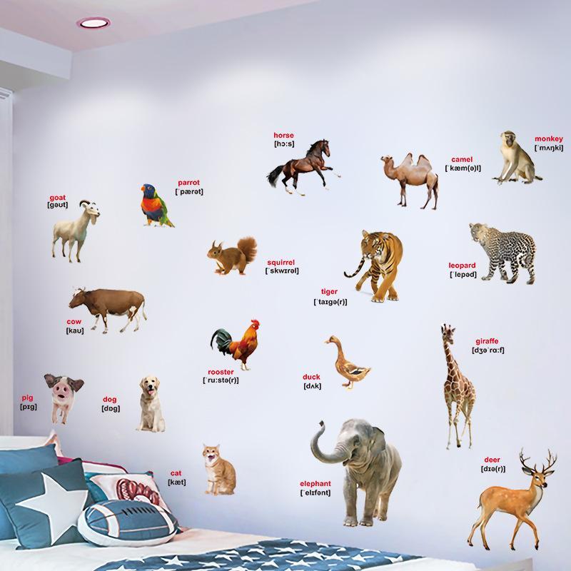 2 stuks realistische dierenwer - Kids Education Wallpaper recensie en prijs