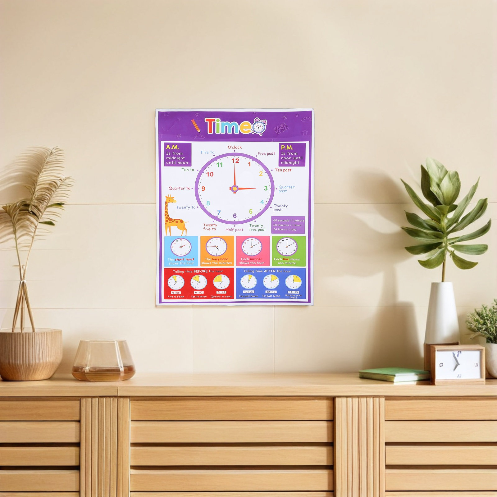 Tijdsleerposter voor kinderen, - Kids Education Wallpaper recensie en prijs