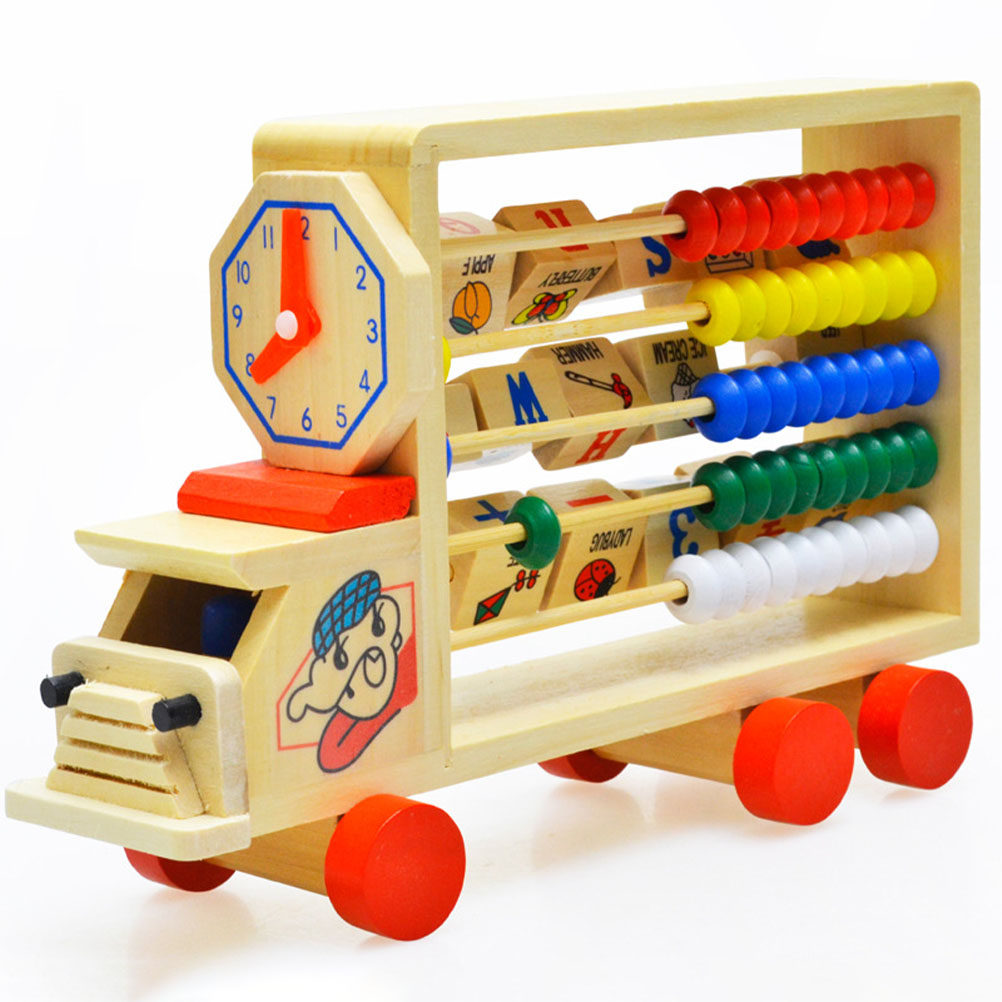 Houten kleurrijk abacus-standa - Kids Education Calculator recensie en prijs