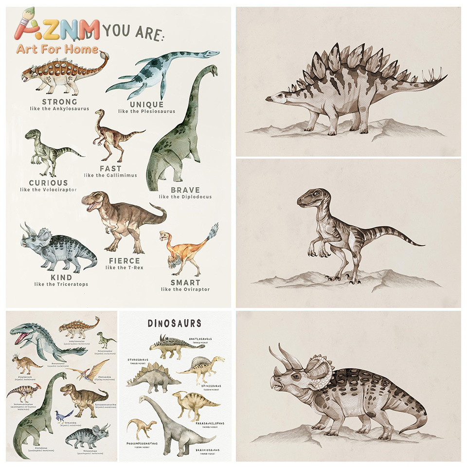 AZNM aquarel dinosaurus canvas - Kids Education Quote recensie en prijs